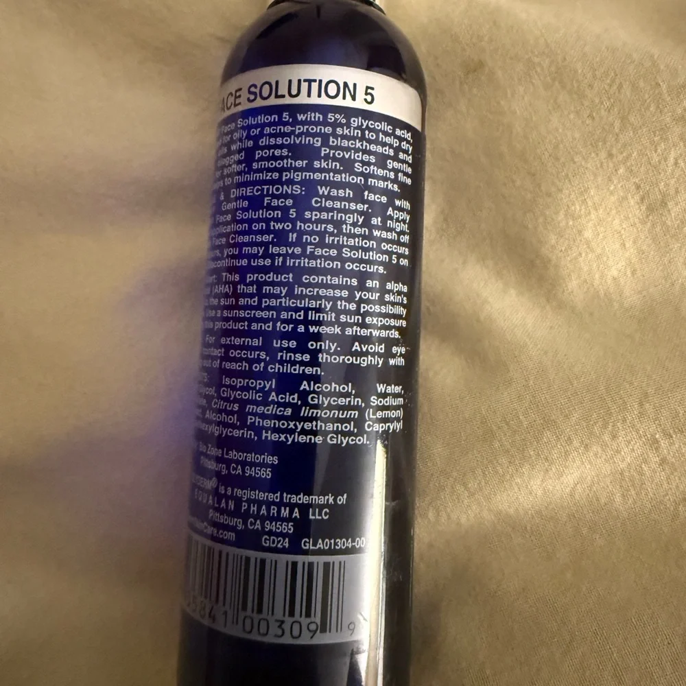 GlyDerm Face Solution 5 4oz Glycolic Acid